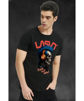 CAMISETA DE HOMBRE LASAL PUNKNOTDEAD NEGRA
