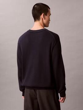 JERSEY CK RELAXED FIT PUNTO DE ALGODÓN CON MONOGRAMA DARK SA