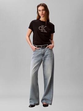CAMISETA CK HERO REGULAR FIT CON MONOGRAMA BLACK N