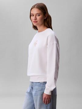 SUDADERA CK FOIL CREW MONOGRAMA METALIZADO RELAXED FIT BRIGH