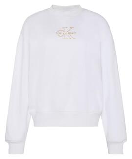 SUDADERA CK FOIL CREW MONOGRAMA METALIZADO RELAXED FIT BRIGH