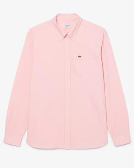 CAMISA LACOSTE REGULAR FIT OXFORD ROSA CLARO