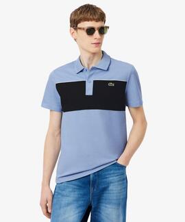 POLO DE PIQUÉ REGULAR FIT CON BLOQUES DE COLOR AZU