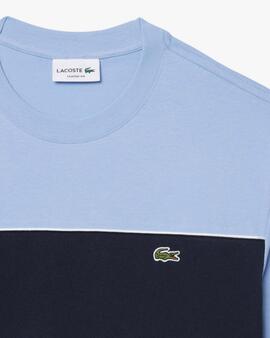 CAMISETA DE ALGODÓN REGULAR FIT CON BLOQUES DE COLOR AZUL CL