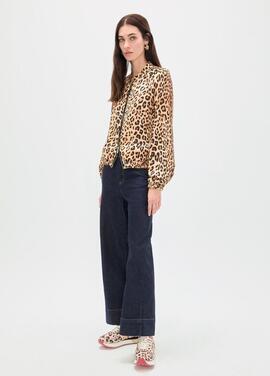 CAZADORA BOMBER SATINADA ESTAMPADO ANIMAL MARRÓN NEGRO