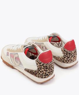 DEPORTIVA CON TEJIDO DE REJILLA Y ANIMAL PRINT CRUDO MULTICO