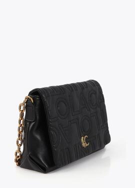 BANDOLERA CON SOLAPA PESPUNTE LOGO NEGRO