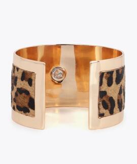 BRAZALETE COMBINADO METAL Y ANIMAL PRINT
