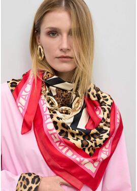 PAÑUELO SATINADO CON RAYAS Y ANIMAL PRINT