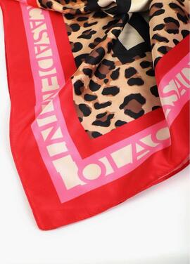 PAÑUELO SATINADO CON RAYAS Y ANIMAL PRINT