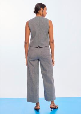 CULOTTE DE RAYAS CORTE RECTO CRUDO Y NEGRO