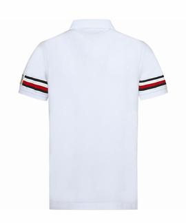 ICON SLEEVE STRIPE POLO SLIM FIT BRIGHT WHITE