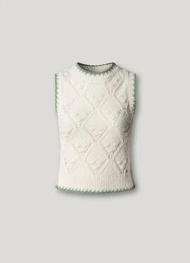 CHALECO CALADO KAIRA TOP 807 ANTIQUE WHITE