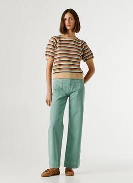 JERSEY DE PUNTO A RAYAS KAMIA LUREX 864 BRONZE BEIGE
