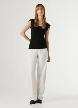 CAMISETA CON DETALLES CALADOS MIREYA 999 BLACK