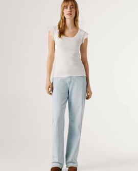 CAMISETA CON DETALLES CALADOS MIREYA 800 WHITE