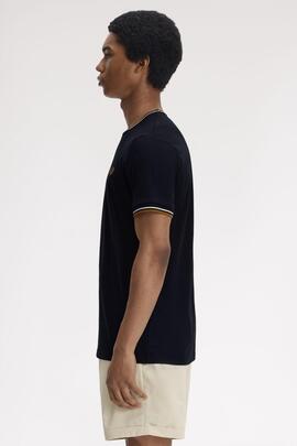 CAMISETA TWIN TIPPED M1588 P69 BLACK / RAW / DARK CARAMEL