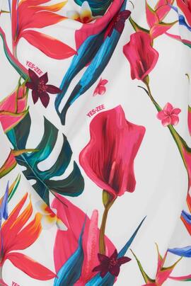 FALDA PLISADA CON ESTAMPADO FLORAL TROPICAL MULTICOLOR