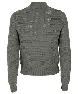 JERSEY DE PUNTO CALADO CON APLIQUES DE PEDRERÍA COLOR VERDE