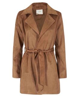 TRENCH DE MUJER ECOPIEL EFECTO ANTE COLOR MARRÓN