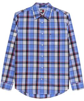 CAMISA DE POPELÍN REGULAR FIT CON DISEÑO DE CUADROS BLUE TWI