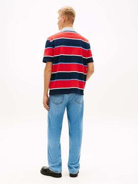 POLO RUGBY DE RAYAS RELAXED FIT CON BORDADO RAPID RED STRIPE