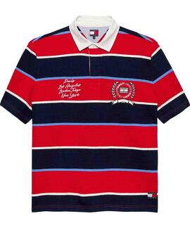POLO RUGBY DE RAYAS RELAXED FIT CON BORDADO RAPID RED STRIPE