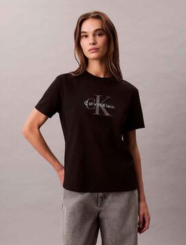 CAMISETA CK HERO REGULAR FIT CON MONOGRAMA BLACK