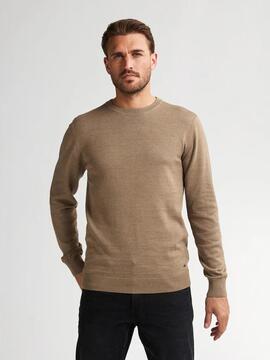 JERSEY DE PUNTO CUELLO REDONDO REGULAR FIT LIGHT TAN