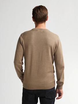 JERSEY DE PUNTO CUELLO REDONDO REGULAR FIT LIGHT TAN