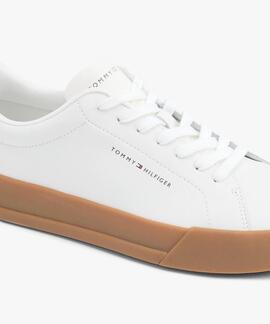 ZAPATILLAS DE TENIS CON LOGO EN PIEL ECRU / REGATTA RED
