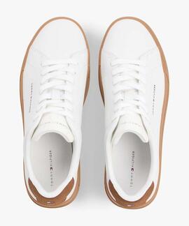 ZAPATILLAS DE TENIS CON LOGO EN PIEL ECRU / REGATTA RED