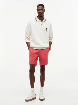 ZAPATILLAS DE TENIS CON LOGO EN PIEL ECRU / REGATTA RED