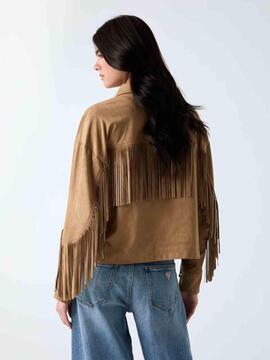 CHAQUETA CORTA DE FLECOS IBBY EFECTO ANTE COLOR WET SAND BEI