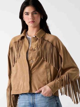 CHAQUETA CORTA DE FLECOS IBBY EFECTO ANTE COLOR WET SAND BEI