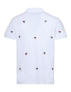 ALLOVER PALM EMBR REGULAR FIT POLO BRIGHT WHITE