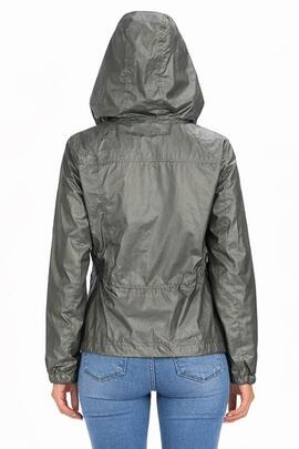 CHAQUETA DE MUJER CORTAVIENTOS CON CAPUCHA VERDE M