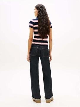 POLO ACANALADO SLIM FIT DE RAYAS DARK NIGHT NAVY / MULTI STR