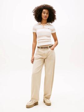 POLO ACANALADO SLIM FIT DE RAYAS WHITE CLAY / MULTI STRIPE