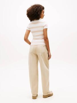 POLO ACANALADO SLIM FIT DE RAYAS WHITE CLAY / MULTI STRIPE