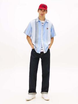 CAMISA DE MANGA CORTA RELAXED FIT RAYAS MULTICOLOR SWEET BLU