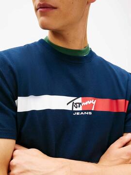 CAMISETA DE PUNTO CON LOGO DE FIRMA DARK NIGHT NAV