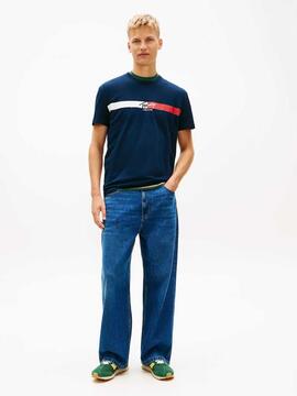 CAMISETA DE PUNTO CON LOGO DE FIRMA DARK NIGHT NAV
