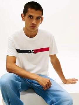 CAMISETA DE PUNTO CON LOGO DE FIRMA ECRU