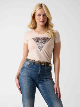 CAMISETA ZEBRA TRIANGLE SLIM FIT PEARL OYSTER BEIG