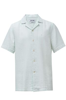CAMISA MANGA CORTA TEXTURIZADA DE ALGODÓN CON EFECTO LINO BL