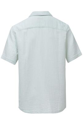 CAMISA MANGA CORTA TEXTURIZADA DE ALGODÓN CON EFECTO LINO BL