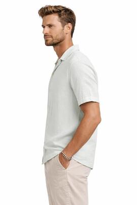 CAMISA MANGA CORTA TEXTURIZADA DE ALGODÓN CON EFECTO LINO BL