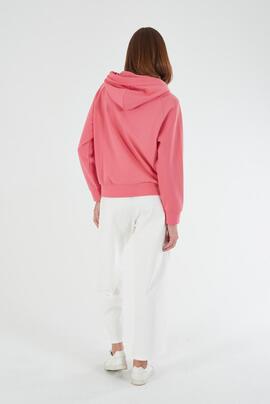 SUDADERA DE MUJER CON CAPUCHA Y LOGO STRASS COLOR