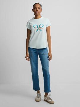 CAMISETA WOMAN CLÁSICA RAQUETA VERDE AGUA